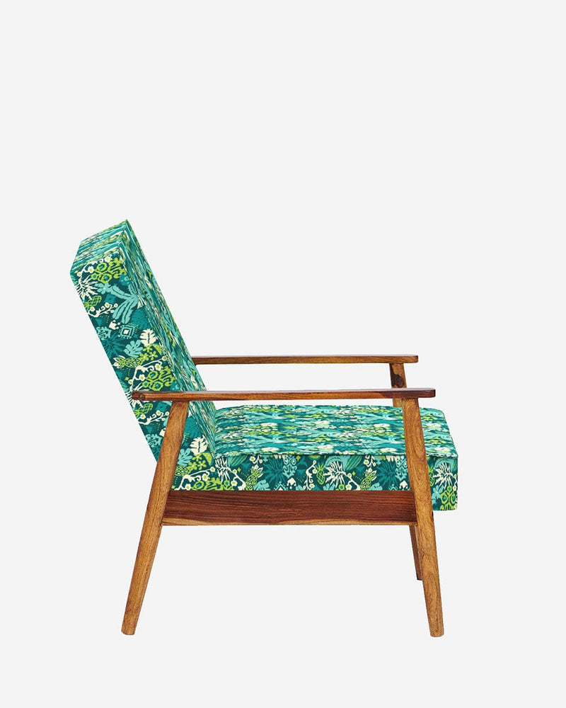 Chumbak Memsaab Arm Chair - Tropical Ikkat Green