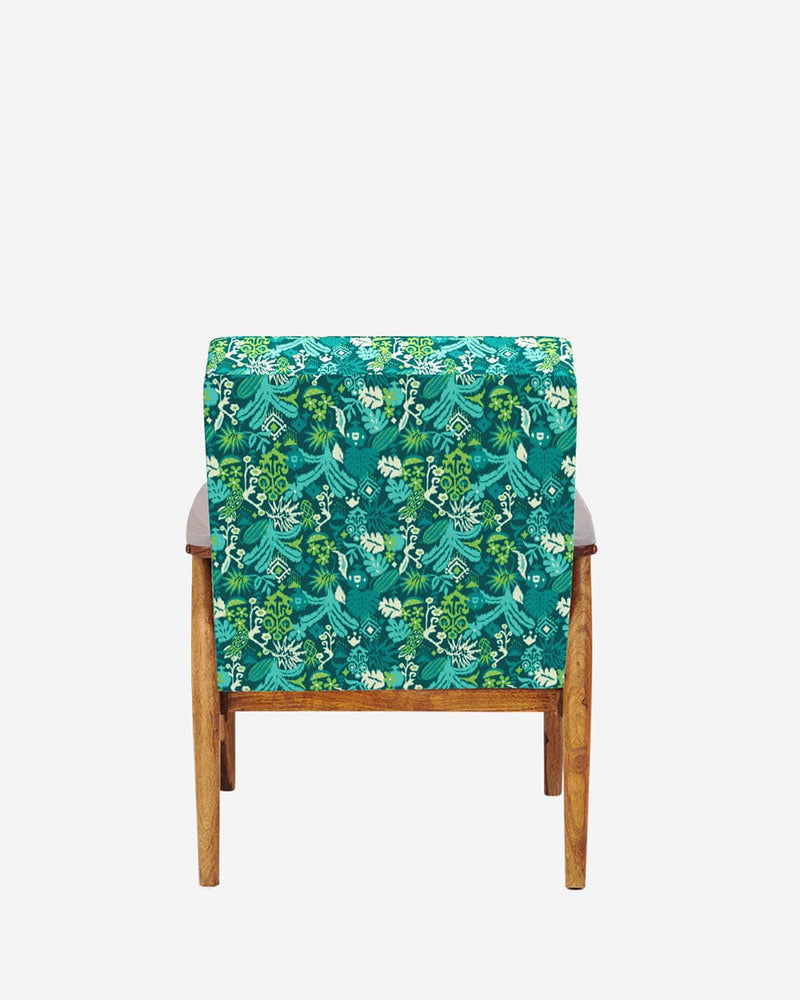 Chumbak Memsaab Arm Chair - Tropical Ikkat Green