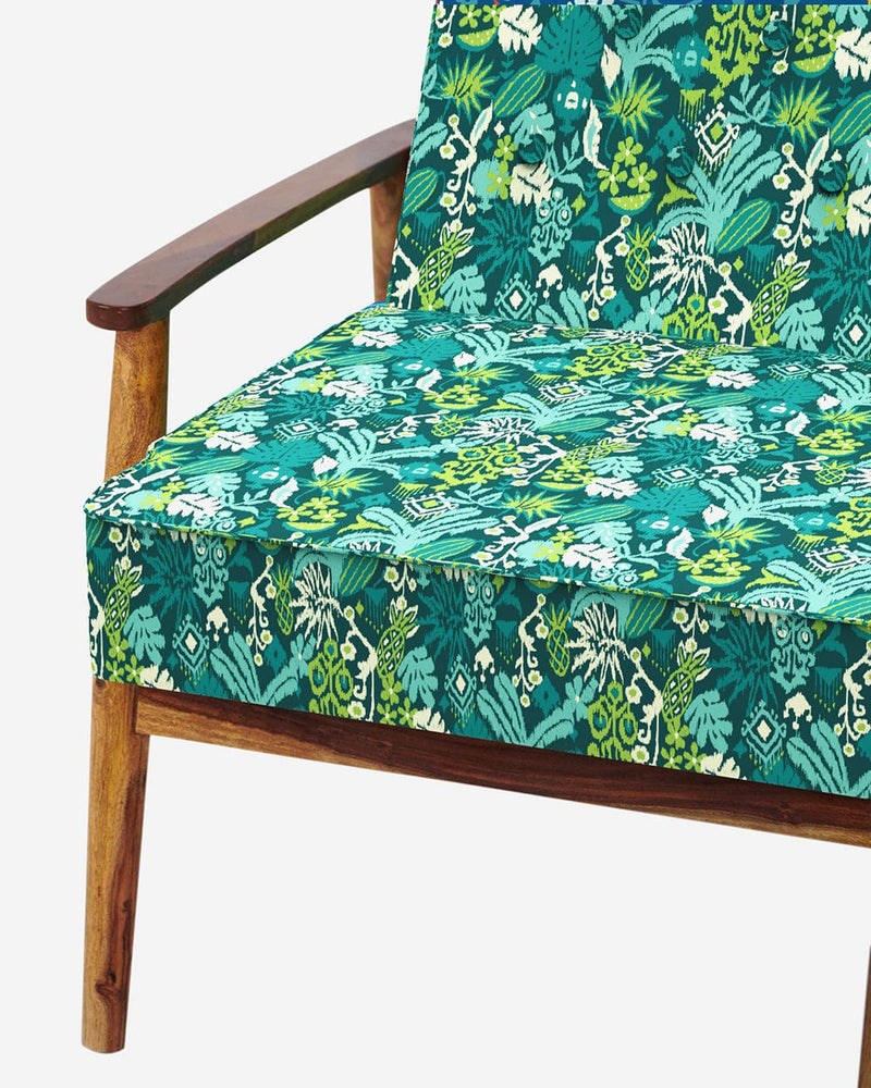 Chumbak Memsaab Arm Chair - Tropical Ikkat Green