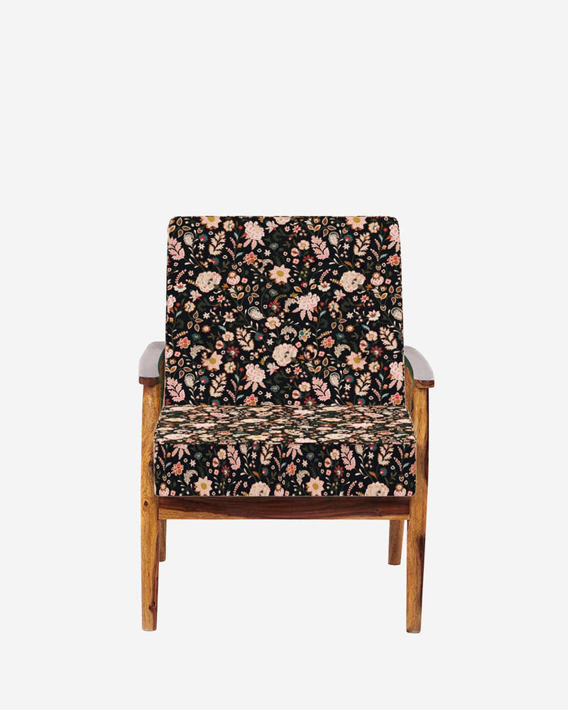 Chumbak Memsaab Arm Chair - Bohemian Paisleys Black