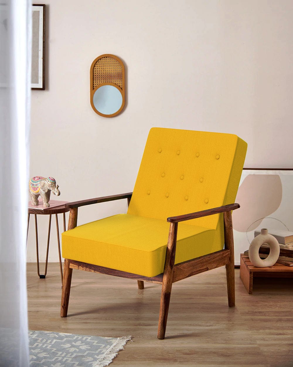 Chumbak Memsaab Arm Chair - Sahara Mustard