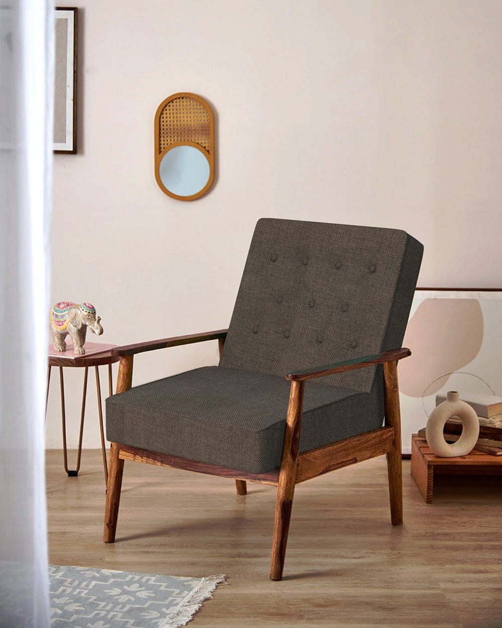 Chumbak Memsaab Arm Chair - Brown Coal