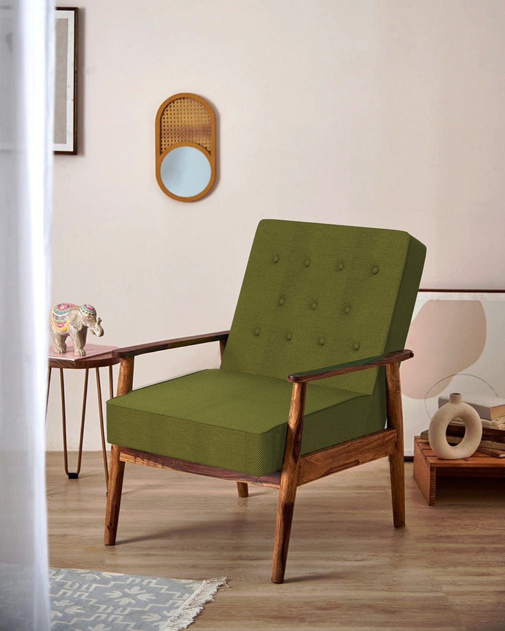 Chumbak Memsaab Arm Chair - Savanna Green