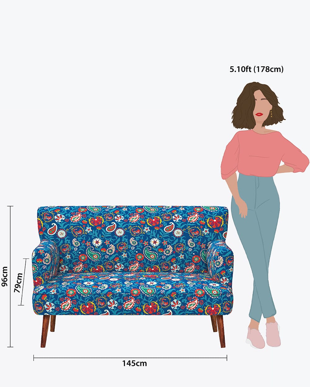 Chumbak Jodhpur Love Seat - India Paisleys Blue