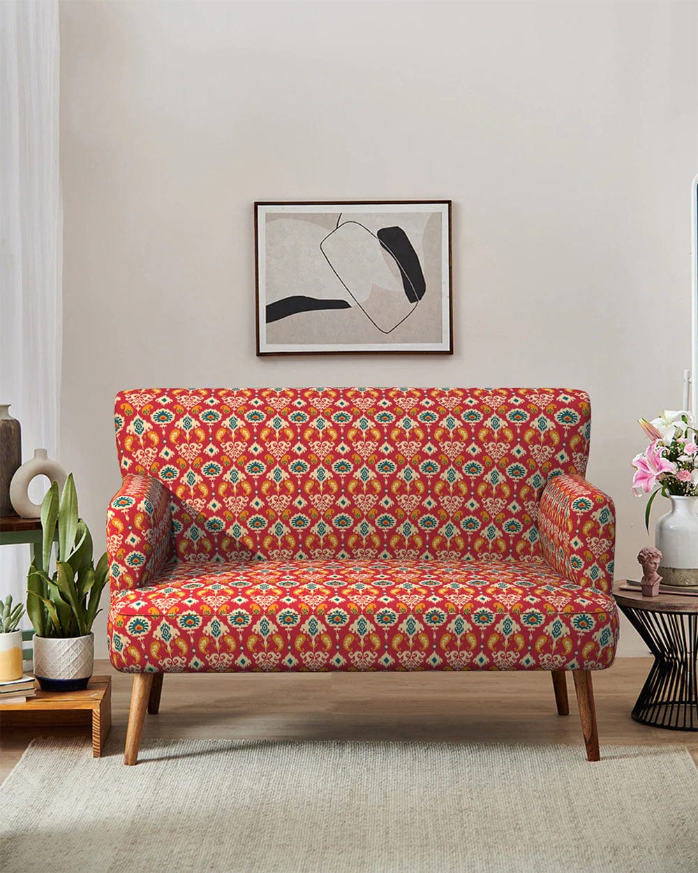 Chumbak Jodhpur Love Seat - Red Ikkat