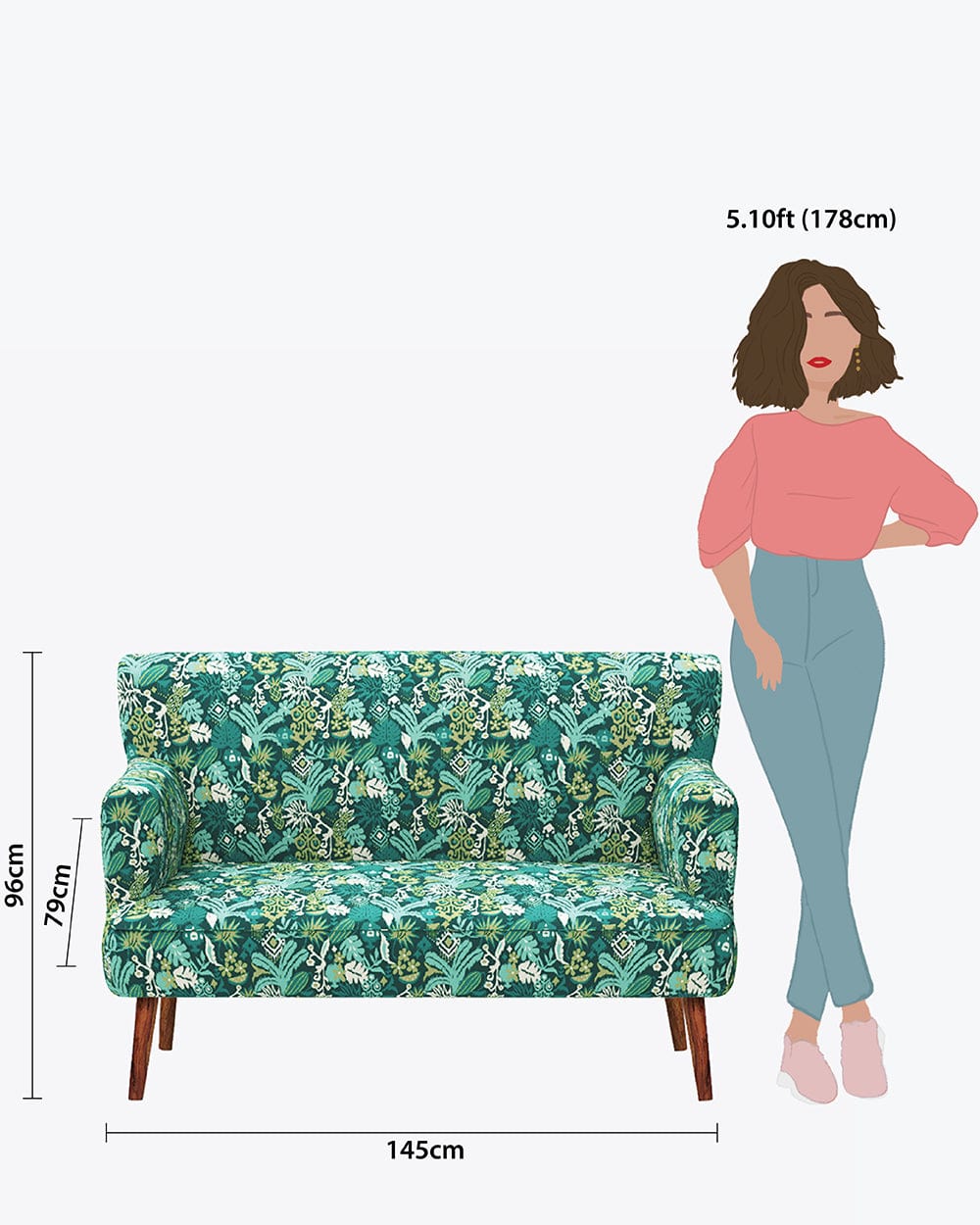 Chumbak Jodhpur Love Seat - Tropical Ikkat Green