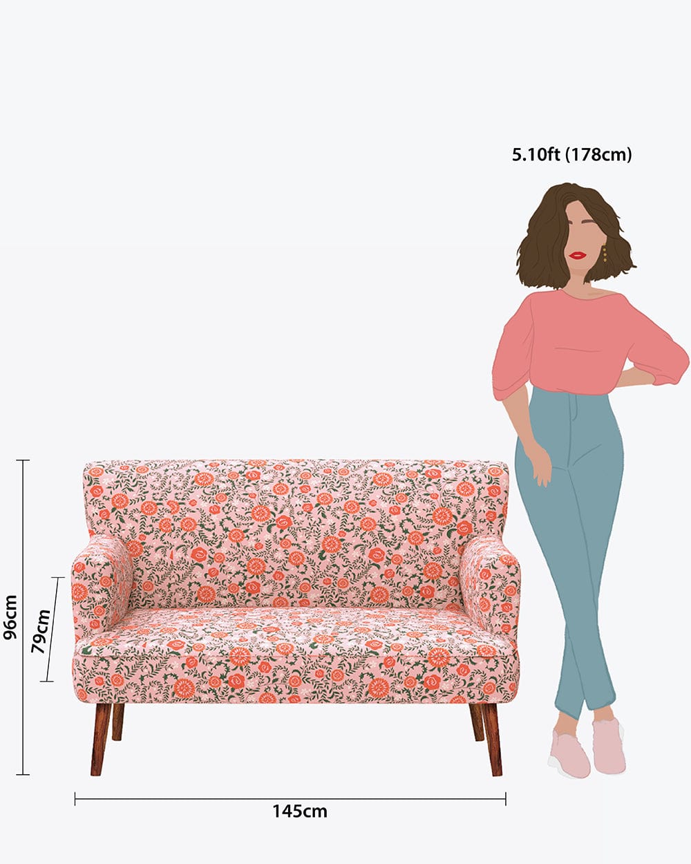 Chumbak Jodhpur Love Seat - Earthy Florals Peach