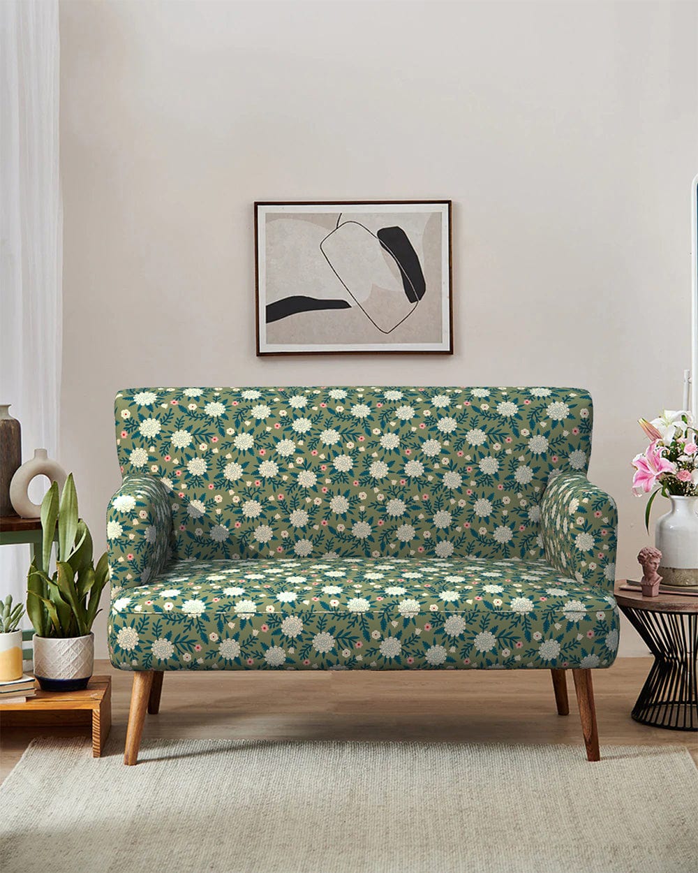 Chumbak Jodhpur Love Seat - Spring Marigold Green