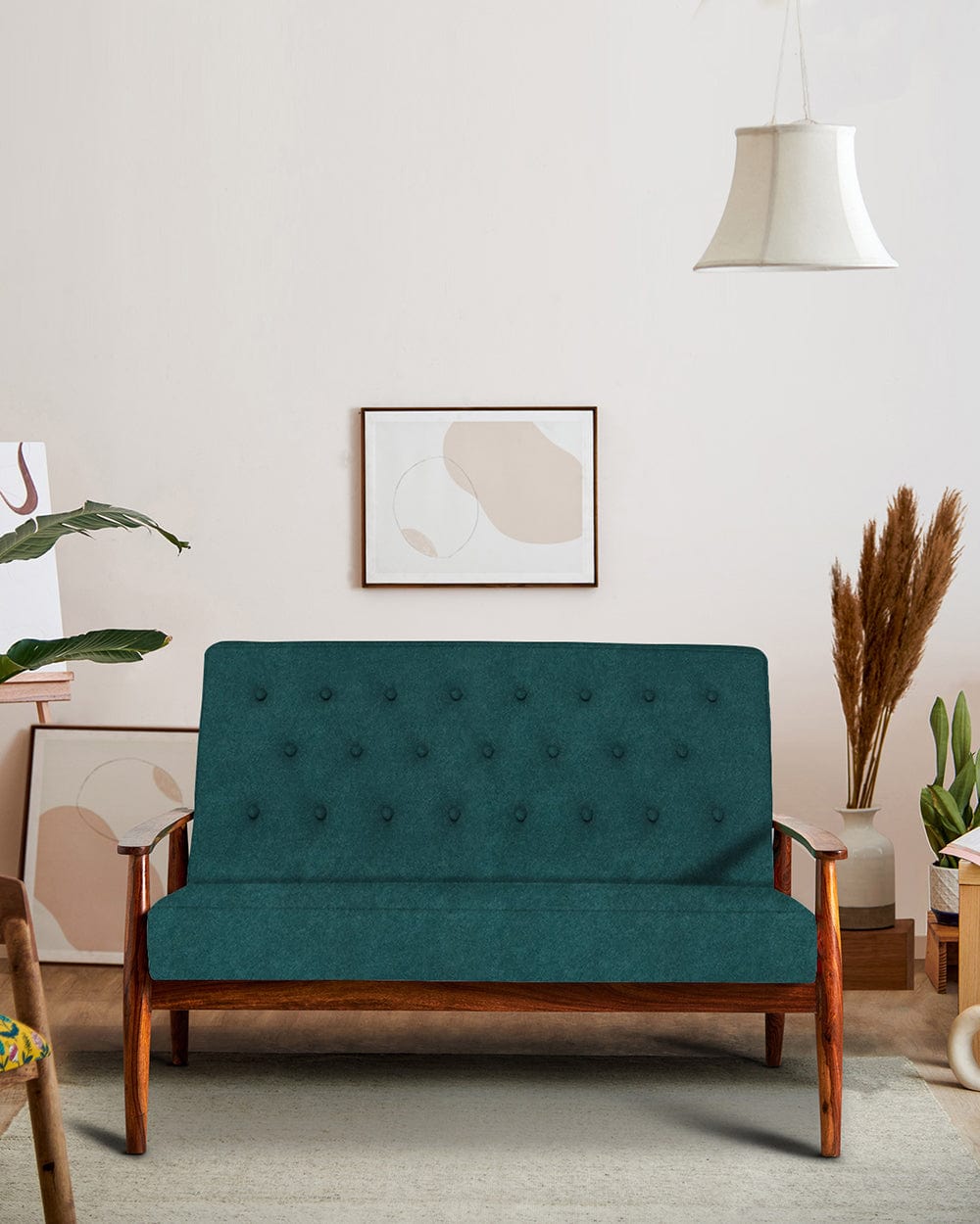 Memsaab Love Seat - Dark Green Velvet
