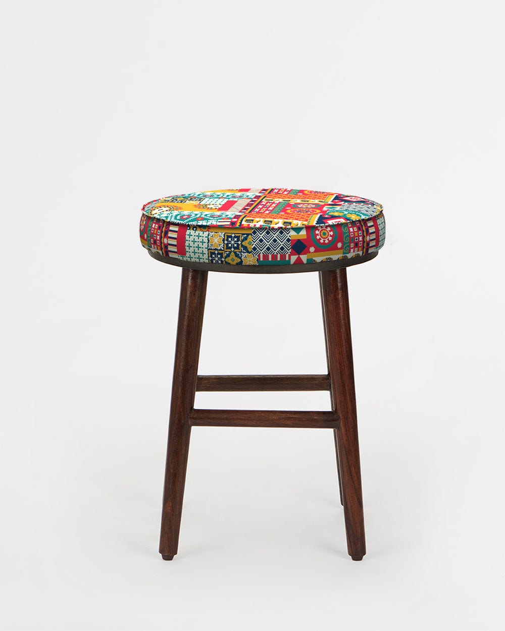 Chumbak English Cafe Stool - Floral Swirls Red