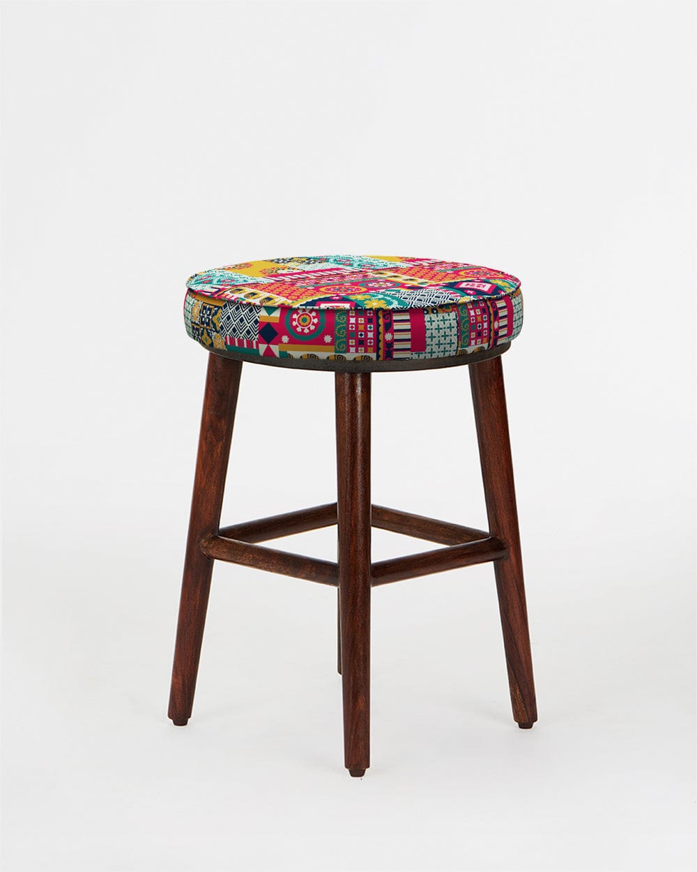 Chumbak English Cafe Stool - Floral Swirls Red