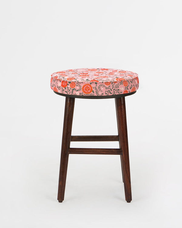 Chumbak English Cafe Stool - Earthy Florals Peach