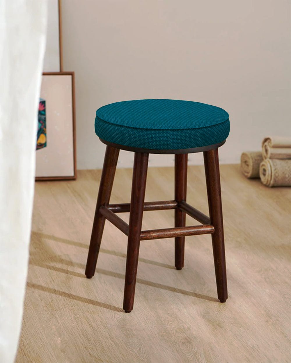 Chumbak English Cafe Stool - Mediterranian Blue