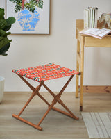 Chumbak Bistro Folding Bench - Red Ikkat