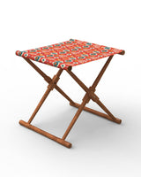 Chumbak Bistro Folding Bench - Red Ikkat