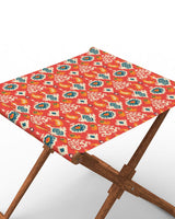 Chumbak Bistro Folding Bench - Red Ikkat