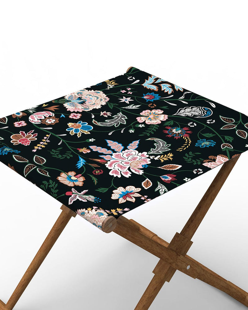 Chumbak Bistro Folding Bench - Bohemian Paisleys Black