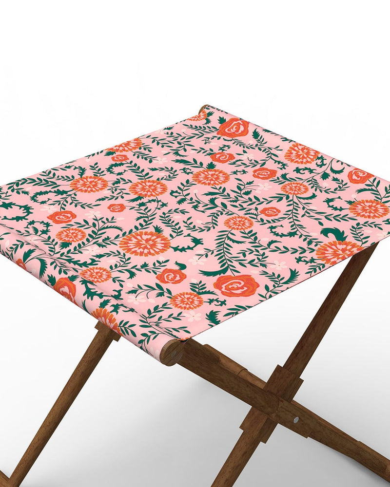 Chumbak Bistro Folding Bench - Earthy Florals Peach