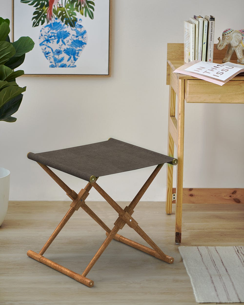 Chumbak Bistro Folding Bench - Brown Coal