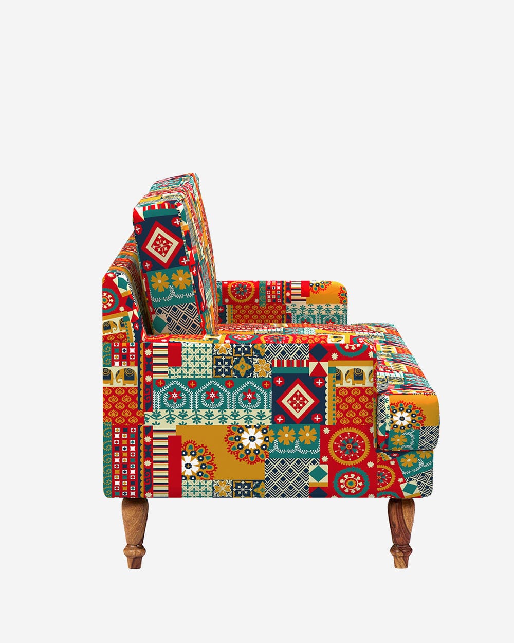 Chumbak Nawab Couch - Floral Swirls Red