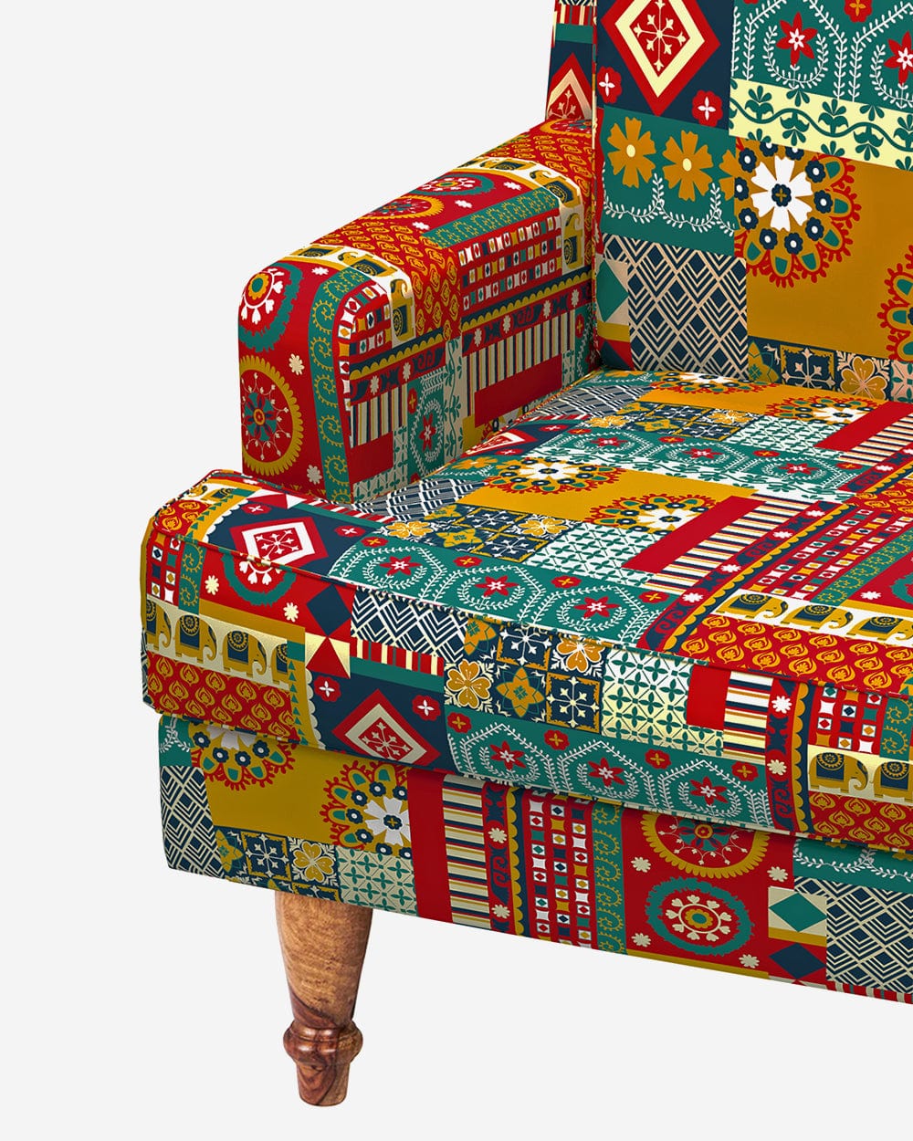 Chumbak Nawab Couch - Floral Swirls Red