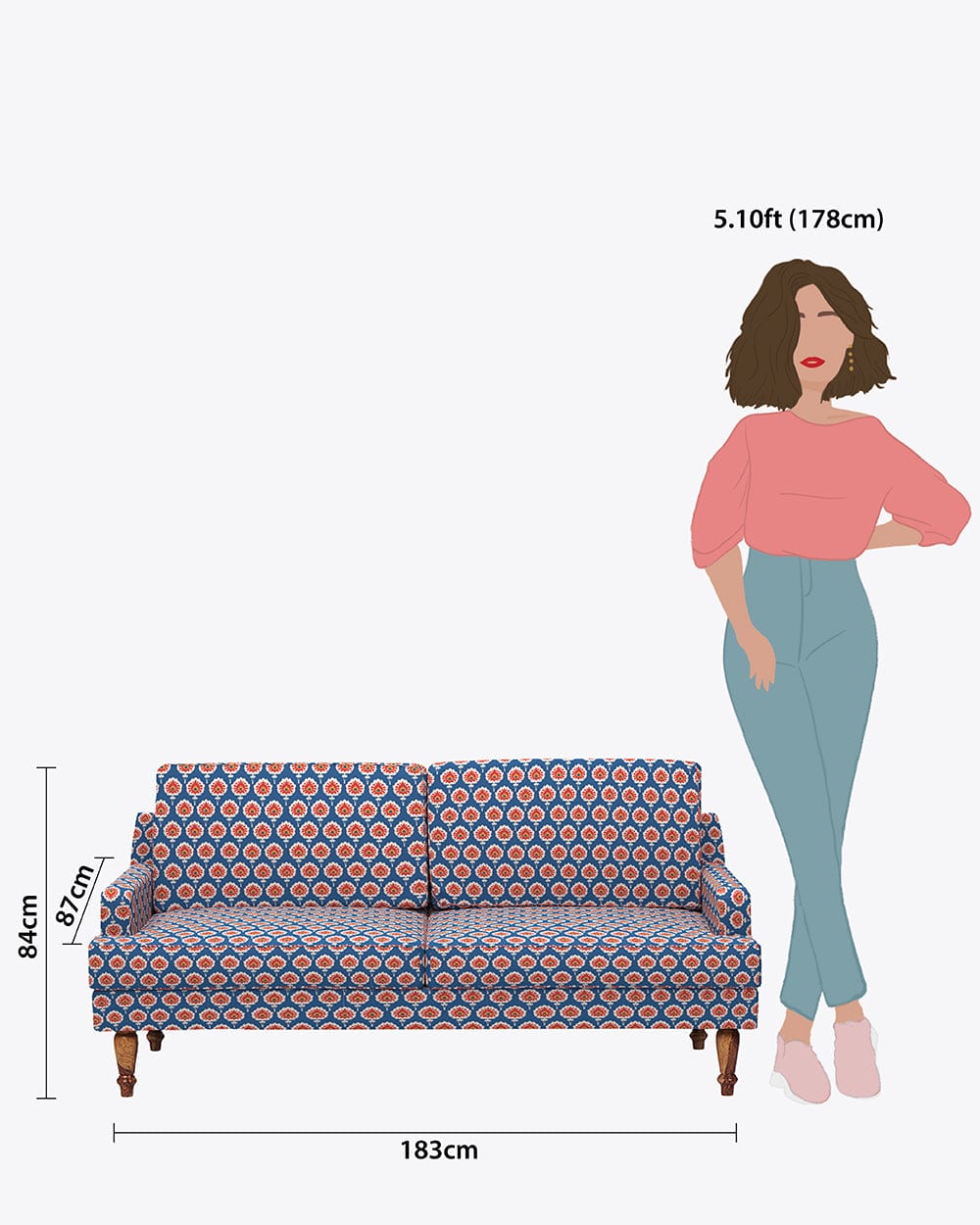 Chumbak Nawab Couch - Blue Ikkat