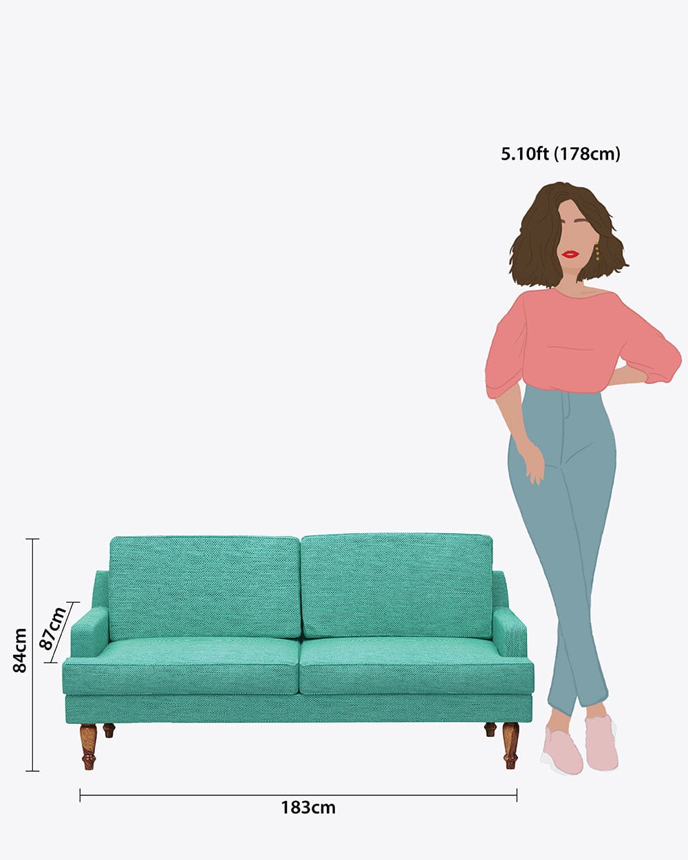 Chumbak Nawab Couch - Maldivian Teal