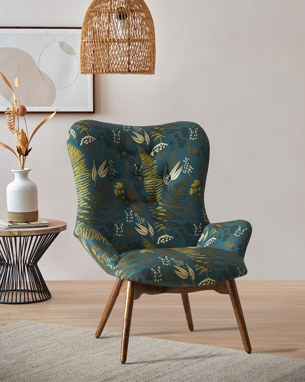 Mid Century Modern Wing Chair-Ferns