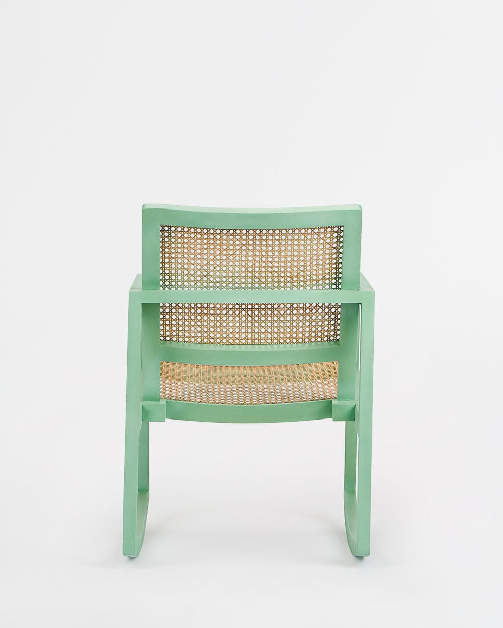 Chumbak French Rattan Rocking Chair-Teal