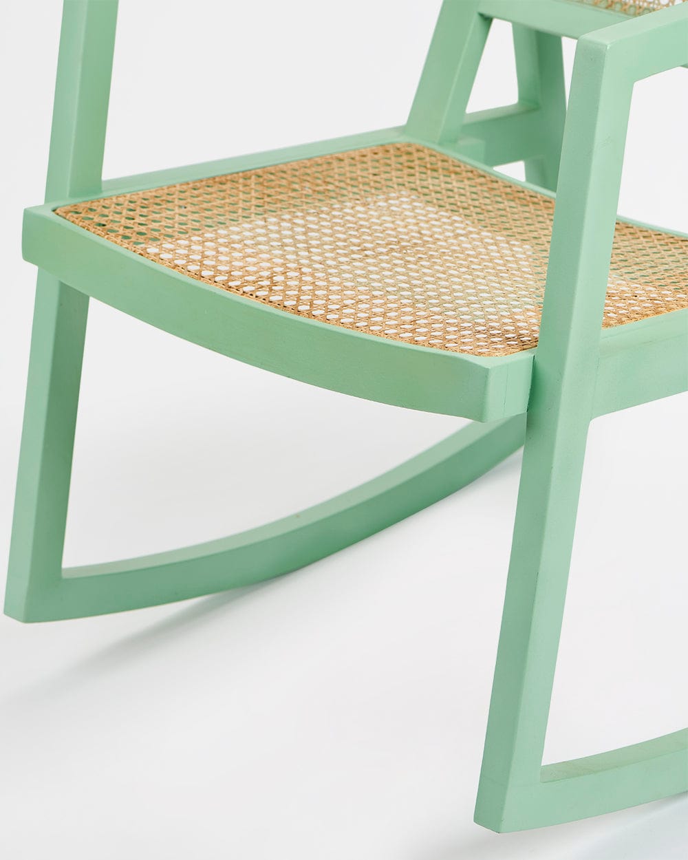 Chumbak French Rattan Rocking Chair-Teal