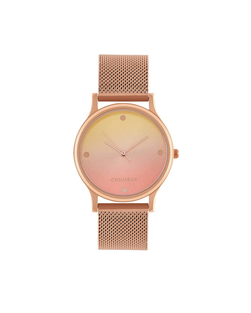 Chumbak TEAL by Chumbak Sunset Ombre Watch, Metal Mesh Strap