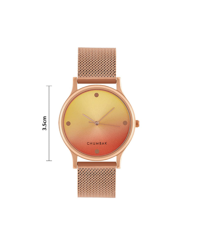 Chumbak TEAL by Chumbak Sunset Ombre Watch, Metal Mesh Strap