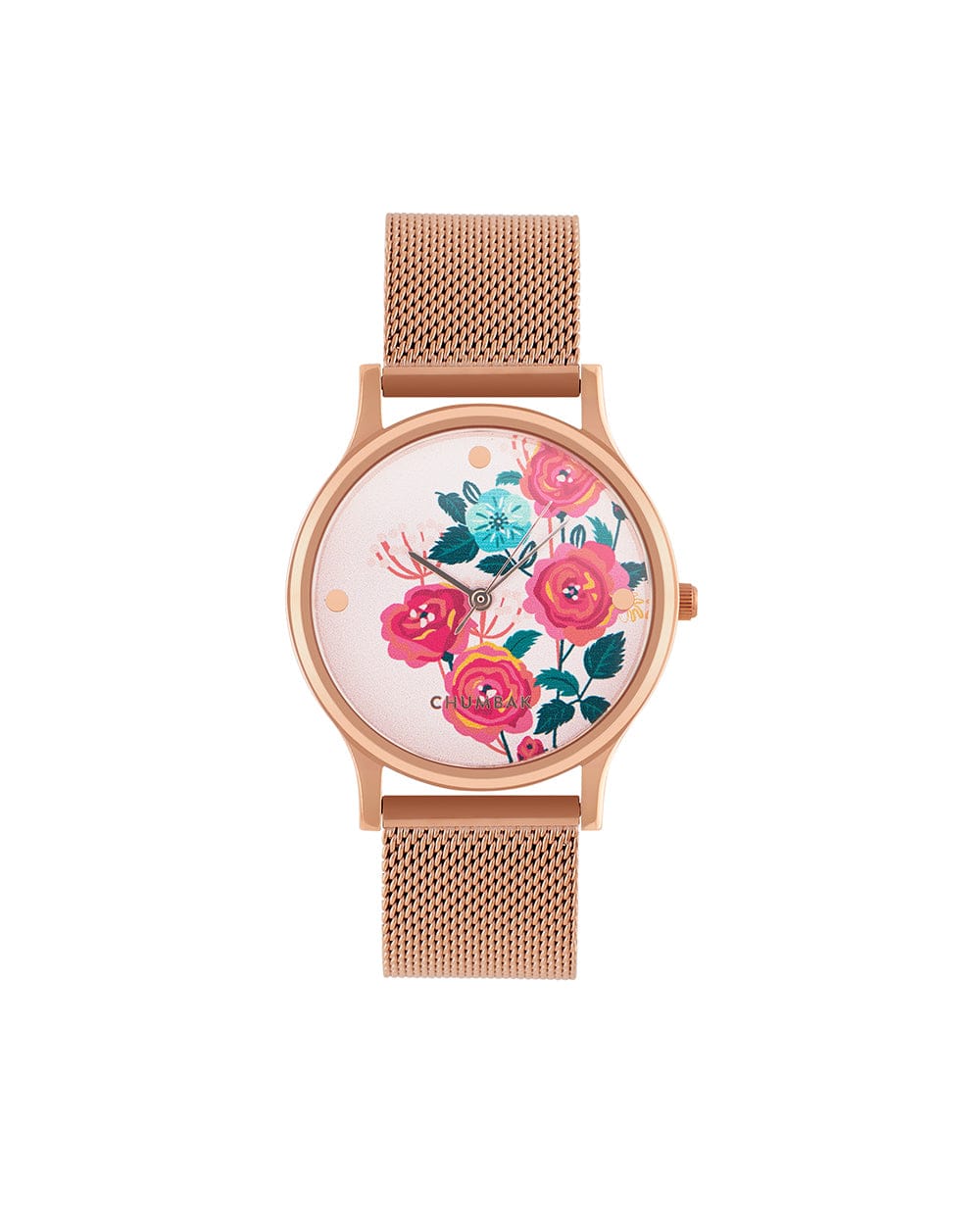 Chumbak TEAL by Chumbak Rose Garden Watch, Metal Mesh Strap