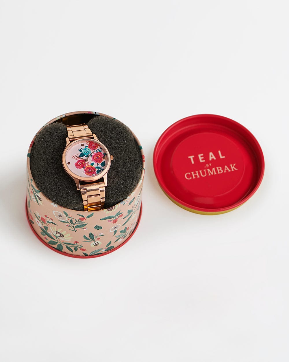 Chumbak TEAL by Chumbak Rose Garden Watch, Metal link Strap