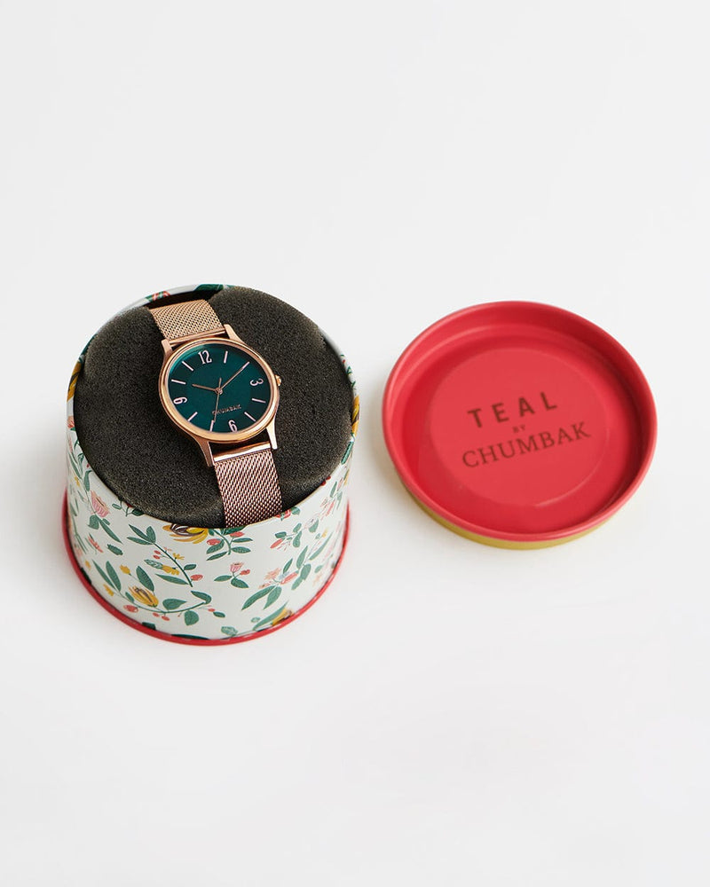 Chumbak TEAL by Chumbak Forest Jade Watch, Metal Mesh Strap