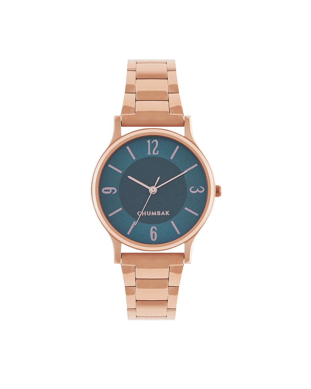 Chumbak TEAL by Chumbak Forest Jade Watch, Metal link Strap