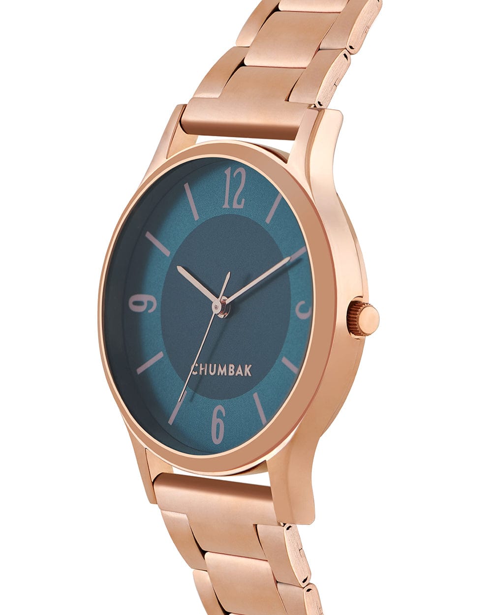 Chumbak TEAL by Chumbak Forest Jade Watch, Metal link Strap