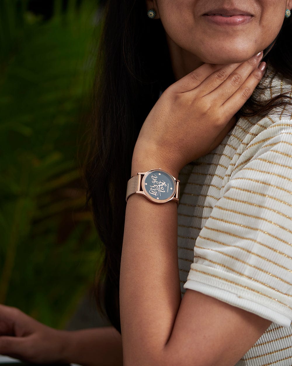 TEAL by Chumbak Lets Get Lost Watch,Metal Mesh Strap