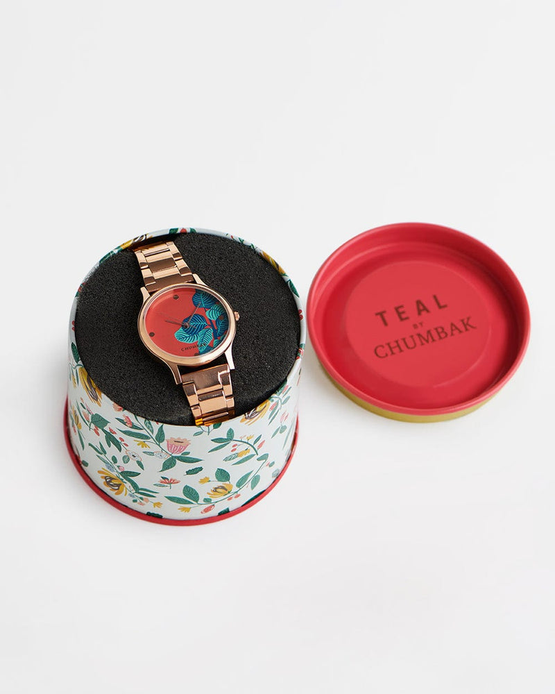 Chumbak TEAL by Chumbak Bohemian Leaves  Watch,Metal link Strap