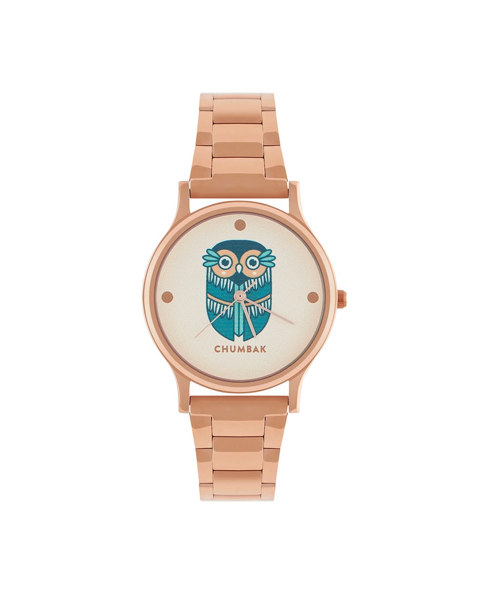 Chumbak TEAL by Chumbak Vintage Owl Watch, Metal link Strap