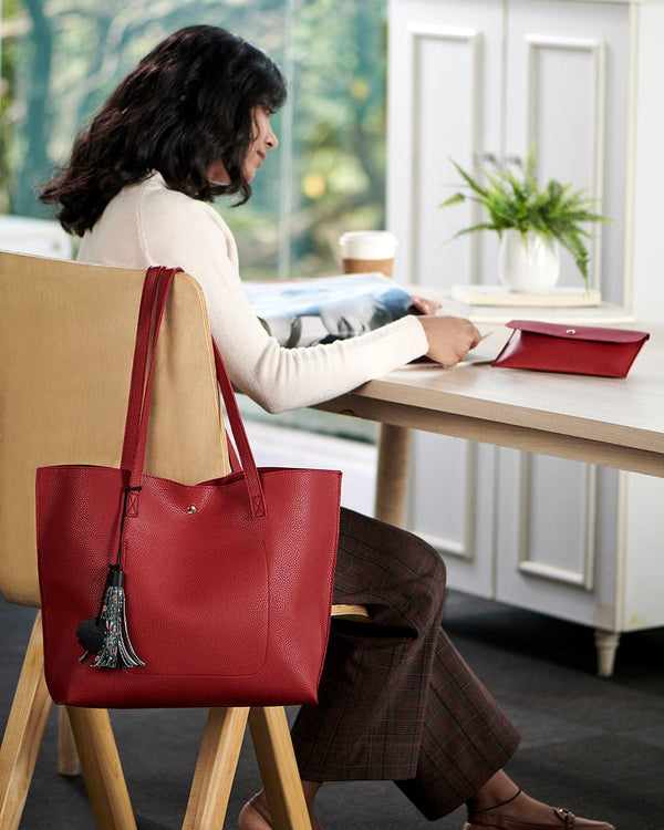 Chumbak Back to office Tote  -Rosewood Maroon