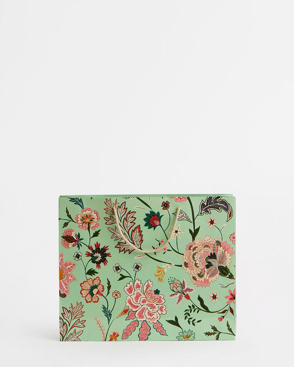 Chumbak Bohemian Paisleys  Horizontal Gift Bag-Mint