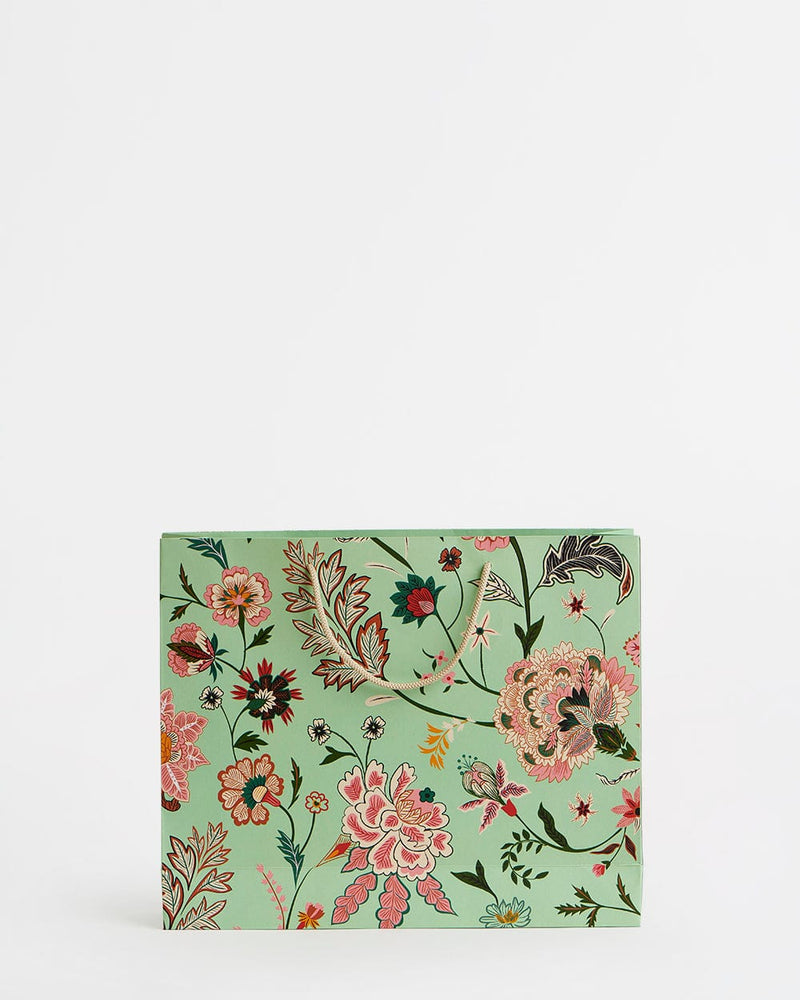 Chumbak Bohemian Paisleys  Horizontal Gift Bag-Mint