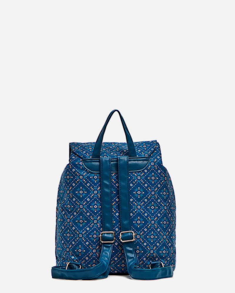 Chumbak Geometric Flora Backpack - Navy Blue