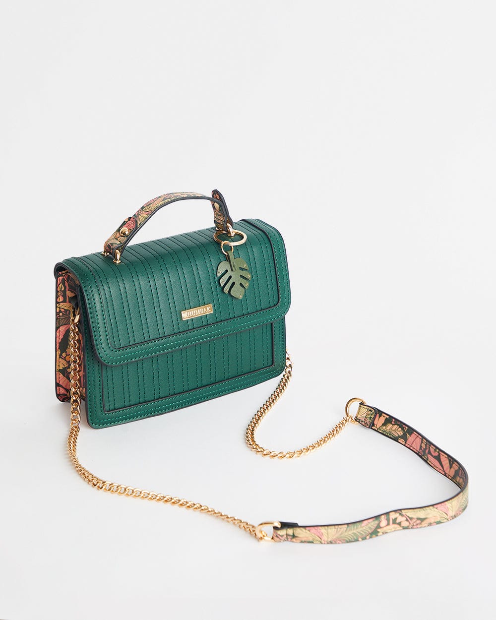Chumbak Olive Palm Quilted Crossbody Bag
