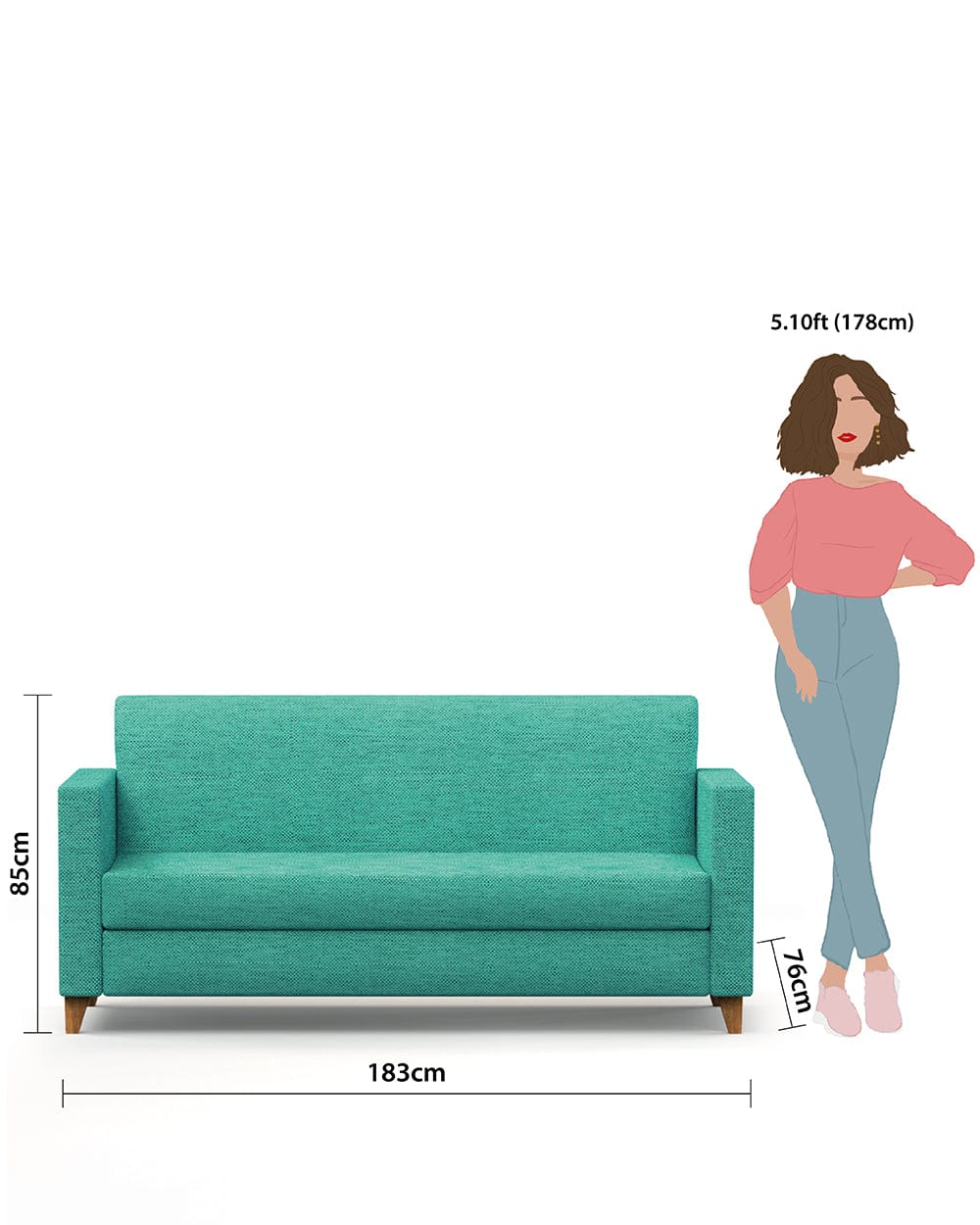 Chumbak Modern Couch-Maldivian Teal