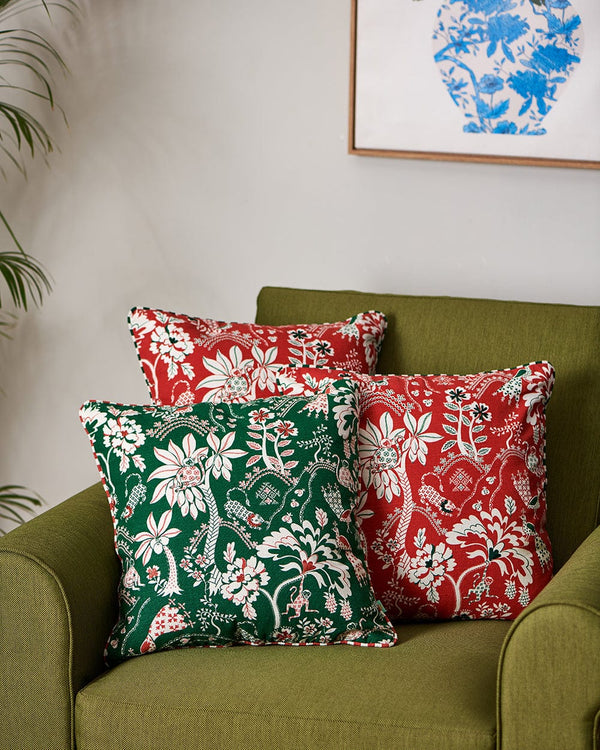 Chumbak Bageecha 16" Kasuti Cushion Cover Set  | Set of 3 