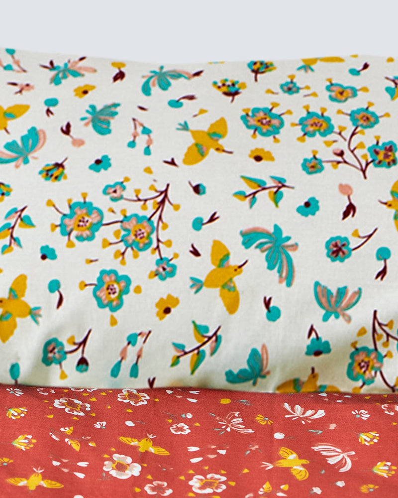 Chumbak TEAL by Chumbak Arizona Hummingbird Bedsheet-Queen size, 136TC