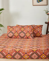 Chumbak TEAL by Chumbak Mexico Aztec Bedsheet-Queen size, 136TC