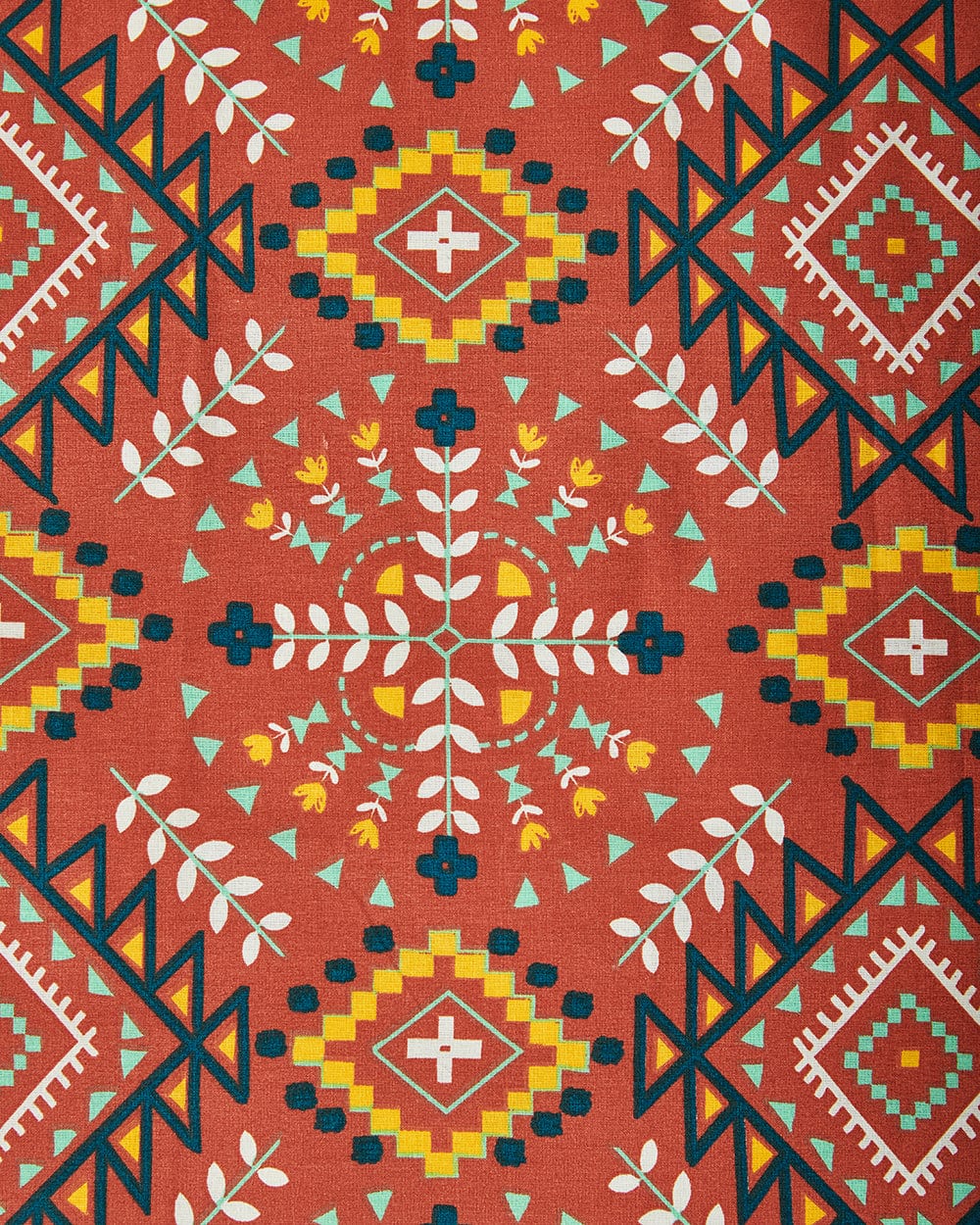 Chumbak TEAL by Chumbak Mexico Aztec Bedsheet-Queen size, 136TC
